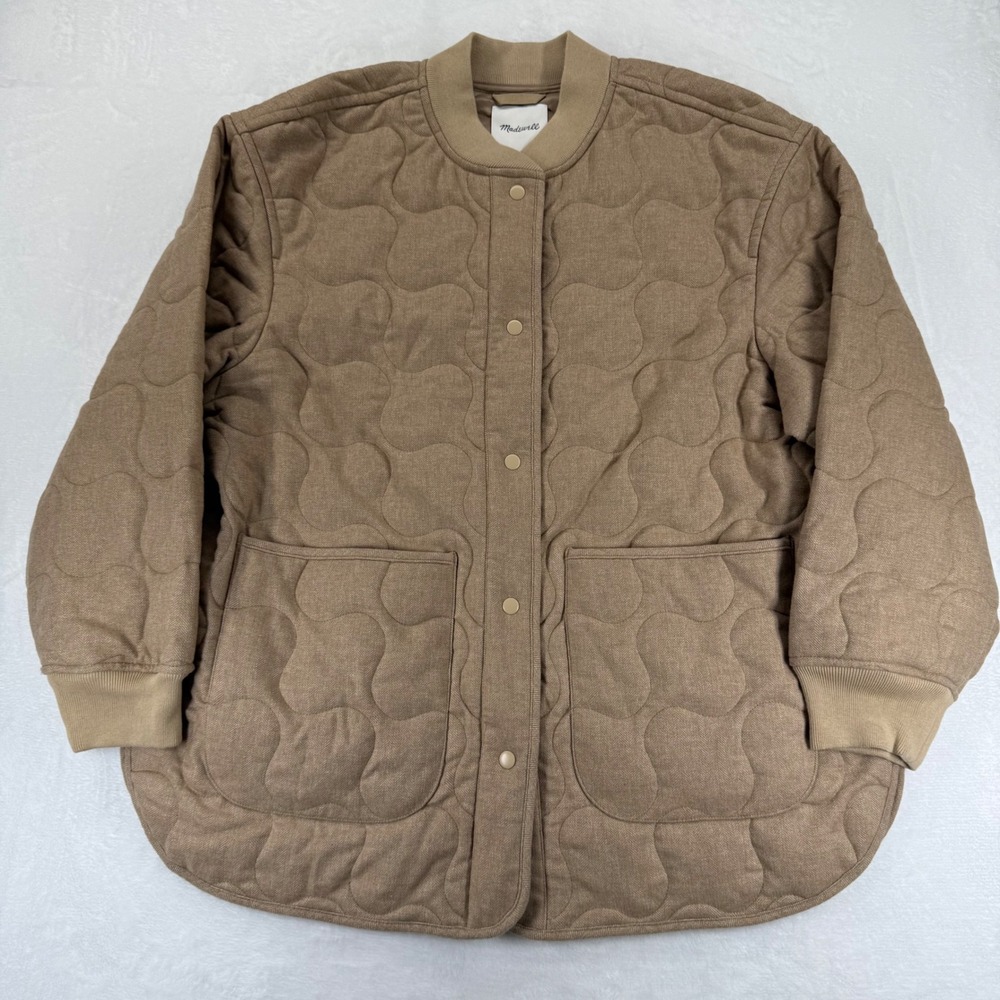 Madewell Quilted Wool Blend Bomber Jacket Brown NN837 XXL Italian‎ Fabric New